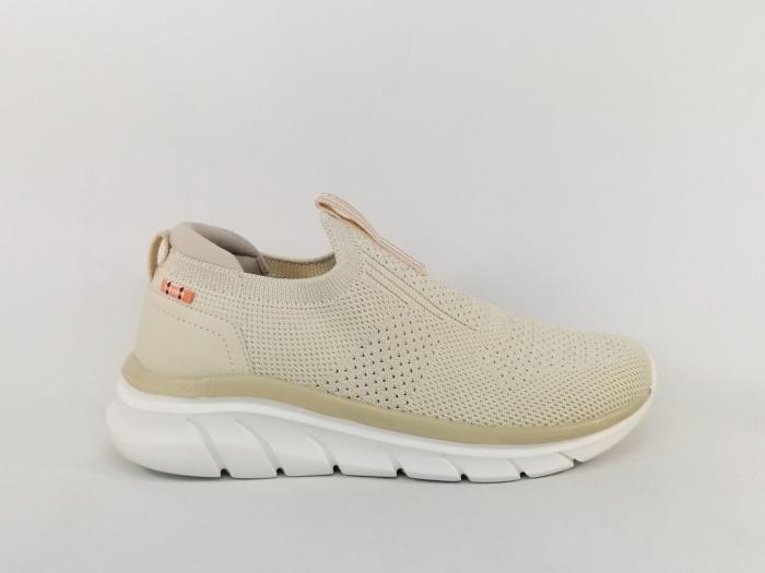 Basket sans lacets femme toile beige souple confortable destockage XTi 143567 pas cher