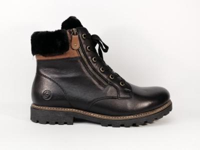 Boots fourrée grande pointure femme cuir noir destockage REMONTE D8463