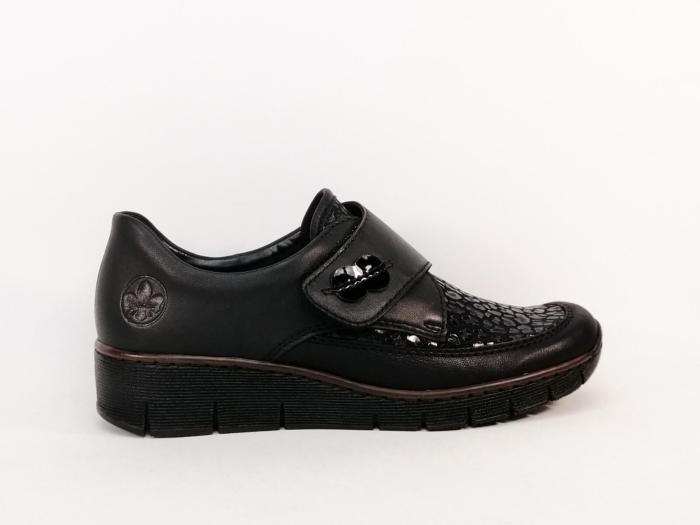 Chaussure hallux valgus femme pieds sensibles et larges RIEKER 537C0 cuir souple