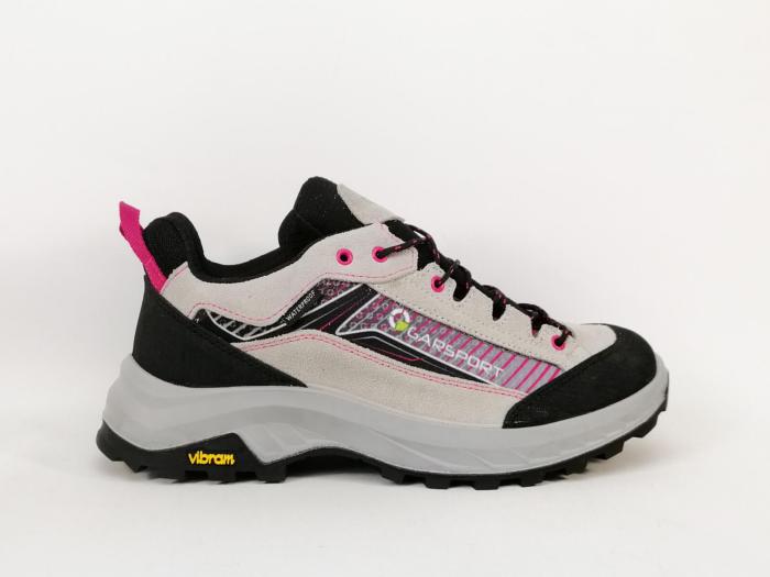 Chaussures randonnée femme imperméable basse cuir gris rose destockage GARSPORT mikeno low