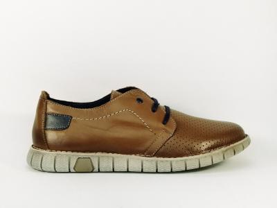 Derby homme en cuir camel de qualité BRAN'S 4079 - Fabrication Espagne