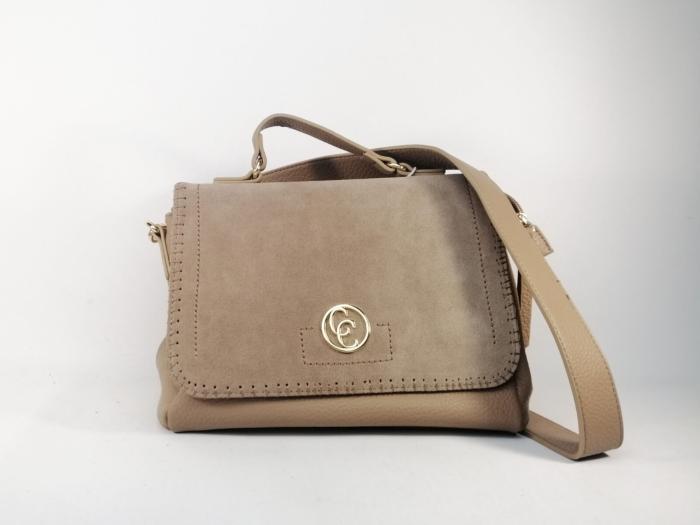 Sac à main femme chic cuir taupe souple tendance à pas cher en destockage CARMELA 186143