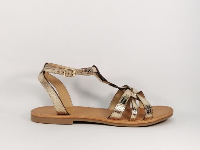 Sandale femme TROPEZIENNES à pas cher en destockage hamsuni chic en cuir or