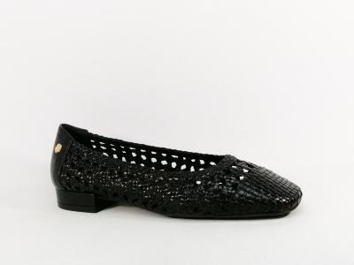 Ballerine femme cuir tressé noir souple chic et confortable destockage CARMELA 161470 tendance 