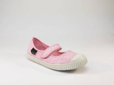 Babies tendance en toile rose avec velcro fillette bout gomme ASTER Minork