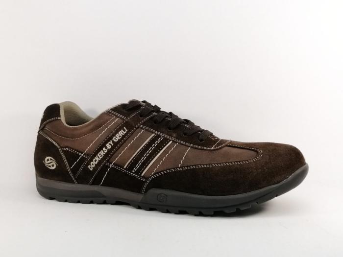 Basket homme grande pointure cuir marron confortable DOCKERS 54HT001 tendance