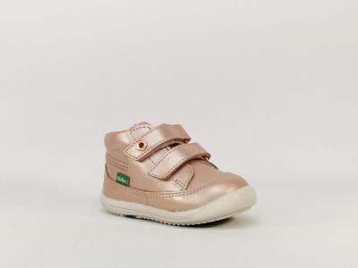 Basket montante en cuir rose destockage KICKERS Kimono pour fille