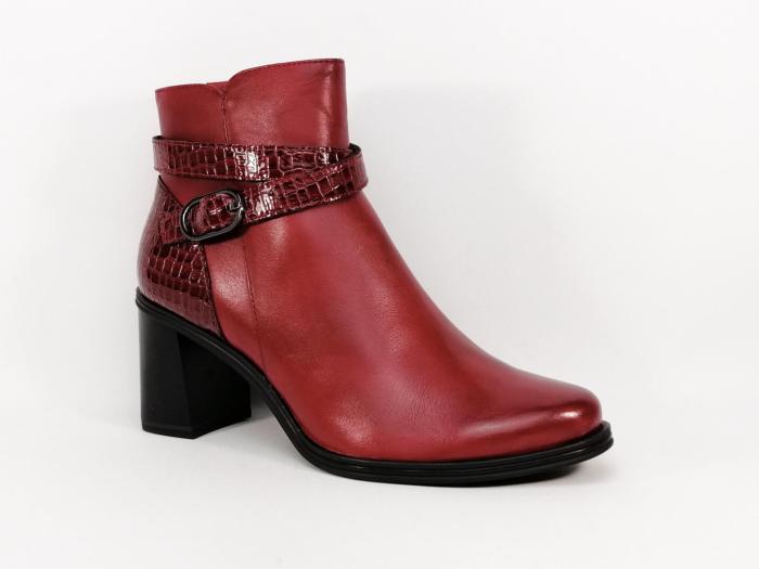 Bottine en cuir rouge TAMARIS 25395 à talon chic et confortable femme