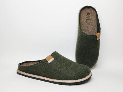 Chausson homme confortable semelle amovible dessus kaki feutre recycle OUF Mynes