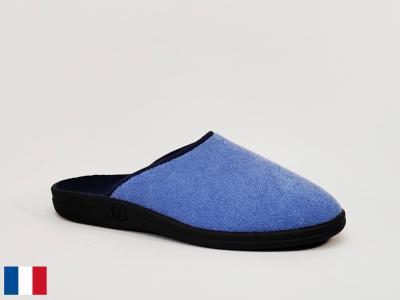 Chausson homme été mule bleu coton pieds sensibles made in France BOSSI ulysse à pas cher