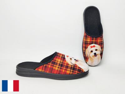 Chausson mule femme motif chien mignon original et confortable BOSSI loriane - fabrication France