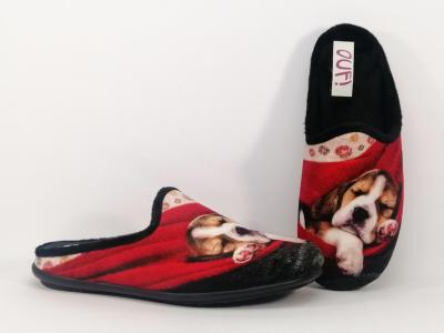 Chausson mule motif chien velours femme CHIC & RELAX tirouk OUF