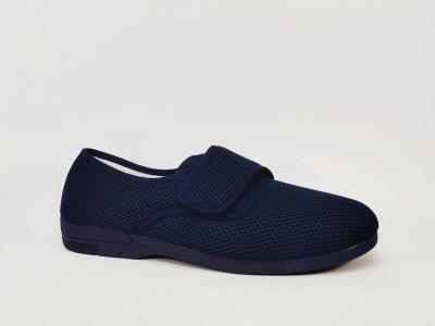 Chaussure homme pieds sensibles toile nid d'abeille marine souple pieds larges SOCA 0171 à scratch