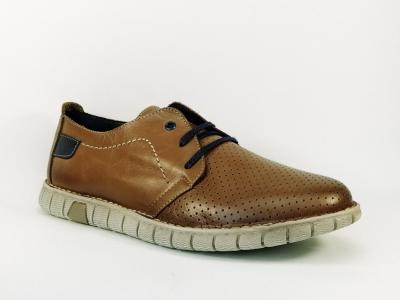 Derby homme en cuir camel de qualité BRAN'S 4079 - Fabrication Espagne