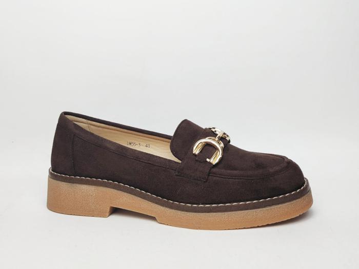 Mocassin femme daim marron grande pointure semelle cuir pas cher CINK ME DM55-3