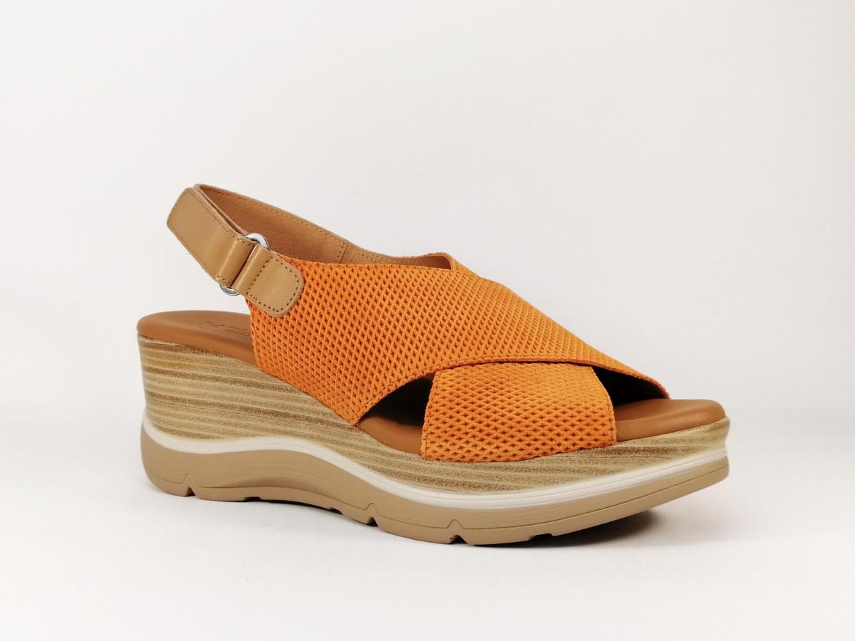 sandale compensée orange