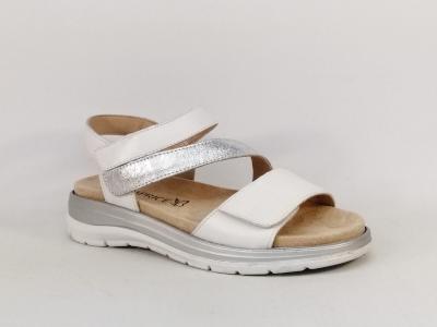 Sandale femme semelle amovible grand confort chic cuir blanc argent CAPRICE 28716 pieds larges