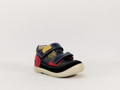 Nu-pied semi-ouvert cuir marine destockage KICKERS Kid pour garçons