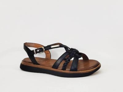 Mules Pour Femme En Cuir Noir - Sandales à Talon Confortables Avec Soutien De La Voûte Plantaire