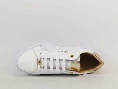 Sneakers femme chic confortable cuir blanc or destockage CARMELA 162058