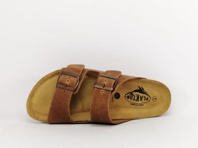 Mule homme confort cuir marron vieilli PLAKTON barna roble Fabrication Espagne
