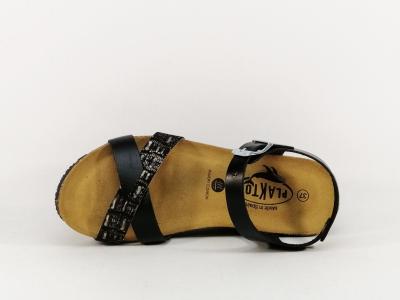 Sandale compensée femme cuir noir chic et confortable PLAKTON so final kimya