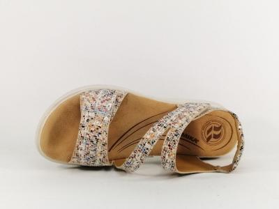 Sandale femme confortable et originale à velcro pour pied large ROMIKA 74R009200600 beige multi