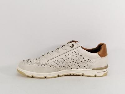 Basket femme chic confortable beige ROMIKA 95R0152001 souple fermeture éclair et lacets