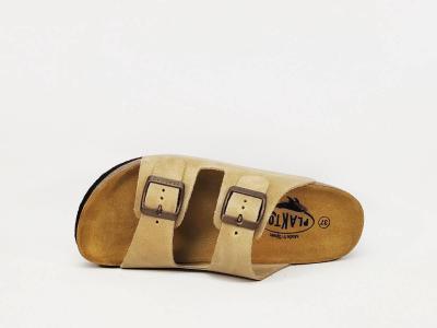 Mule femme chic confortable cuir beige souple PLAKTON cp beta lino - fabrication Espagne