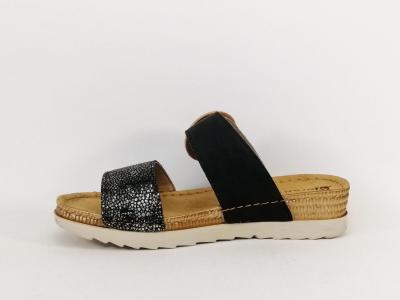 Mule noire femme chic confortable semelle cuir à pas cher MORAN'S agate