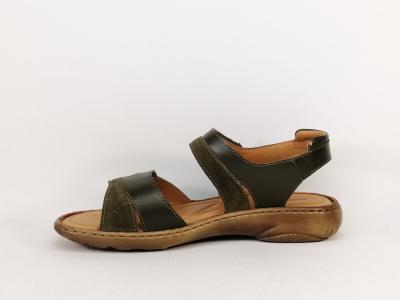 Sandale femme grande taille cuir vert à scratch destockage JOSEF SEIBEL debra