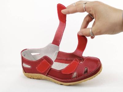 Babies femme cuir rouge souple et confortable à pas cher SUREDELLE 7995 pieds sensibles