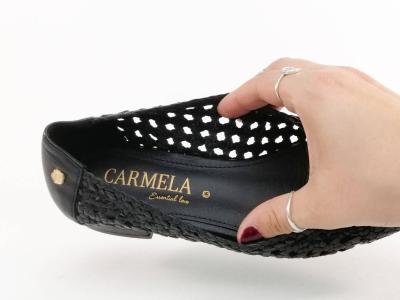 Ballerine femme cuir tressé noir souple chic et confortable destockage CARMELA 161470 tendance 
