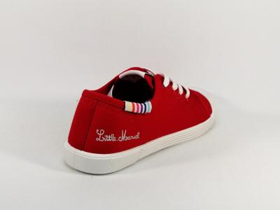 Tennis en toile rouge à pas cher LITTLE MARCEL en destockage marcial femme
