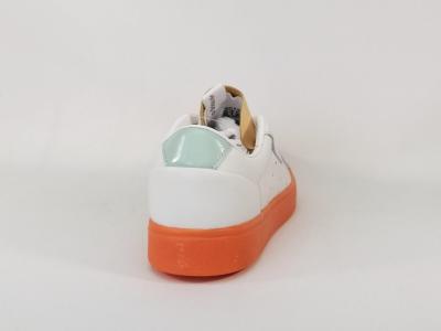 Basket ADIDAS femme sleek cuir blanc orange en destockage à pas cher