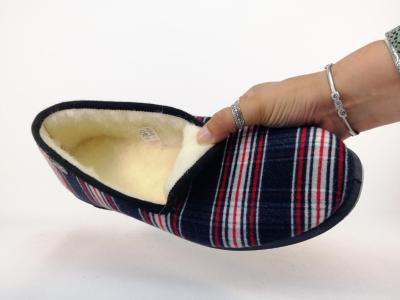 Charentaise homme grande taille chausson fourré à carreaux destockage SEMELFLEX tommflex pas cher