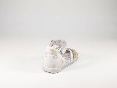 Sandale cuir blanc à scratch en destockage BOPY Rochelle pour fille