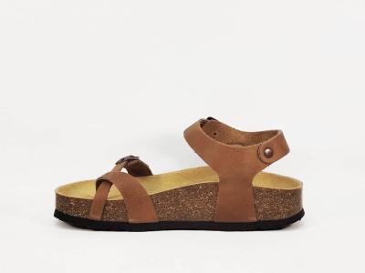 Sandale femme confortable cuir souple marron PLAKTON cp zomba cuero fabrication Espagne