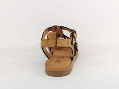 Sandale femme gladiateur spartiate cuir camel chic confortable destockage CARMELA 161398 à pas cher
