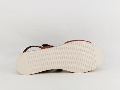 Sandale femme cuir camel confortable à velcro JORDANA 681 fabrication Espagne