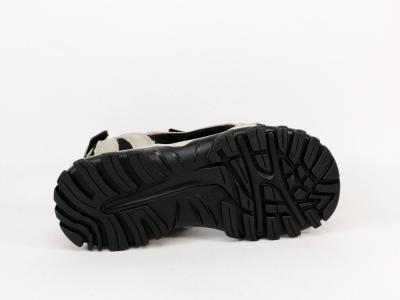 Sandale de marche femme à velcro destockage PAREDES VP23130 cuir gris confort à pas cher