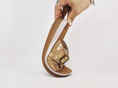 Claquette femme confortable semelle cuir tendance MORAN'S drure beige compensée à pas cher