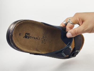 Claquette homme cuir noir mule confortable souple MORAN'S pouzin à pas cher