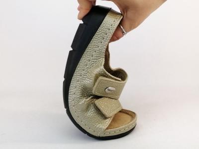 Mule femme cuir or confortable destockage TAMARIS 27510 pieds larges sensibles