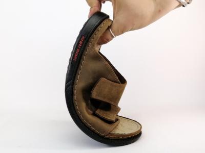 Mule homme confort cuir marron à scratch destockage NORWAY B880620 à pas cher