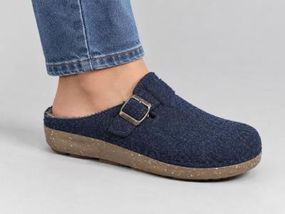 Sabot femme feutre recyclé bleu marine CHIC & RELAX OUF matin semelle confortable