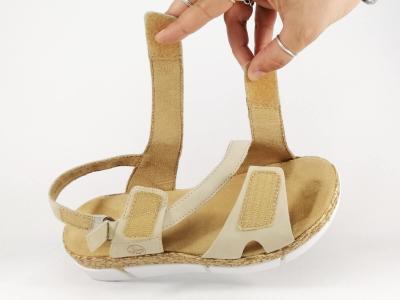 Sandale beige femme confortable tendance RIEKER V2366 semelle anti stress et velcro