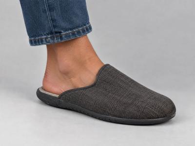 Chausson homme grande taille mule velours gris CHIC & RELAX avesto