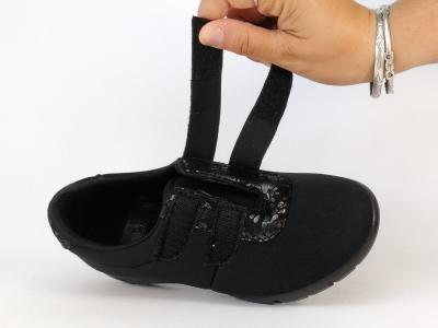 Chaussure pieds larges et sensibles femme très souple et confortable noir à velcro BOISSY 2291