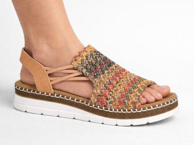 Sandale femme pied large chic semelle confortable RIEKER V1241 à élastiques